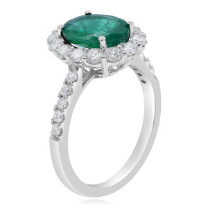 0.99ct Diamond and 2.29ct Emerald Ring set in 18KT White Gold /RL160K