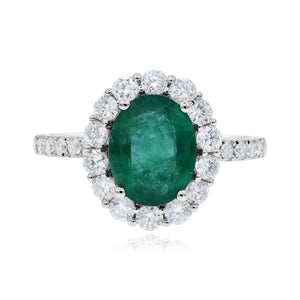 0.99ct Diamond and 2.29ct Emerald Ring set in 18KT White Gold /RL160K