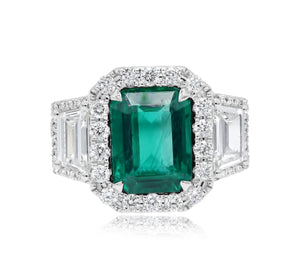 2.58ct Diamond and 4.83ct Emerald Ring set in 18KT White Gold / RN081D