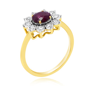 0.26ct Diamond and 1ct Ruby Ring set in 14KT Yellow Gold / RN126118C1