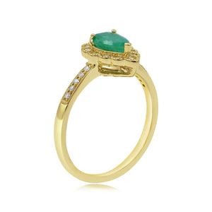 0.18ct Diamond and 0.67ct Emerald Ring set in 14KT Yellow Gold /RN404447B