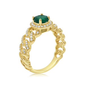 0.26ct Diamond and 0.72ct Emerald Ring set in 14KT Yellow Gold /RN408420B
