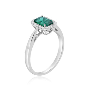 0.18ct Diamond and 0.87ct Emerald Ring set in 18KT White Gold /RN659A