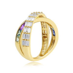 0.93ct Diamond Ring and 2.04ct Mixed Sapphire set in 14KT Yellow Gold / RN776A