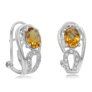 0.08ct Diamond and 1.19ct Citrine Stud Earrings set in 14KT White Gold / S17803C