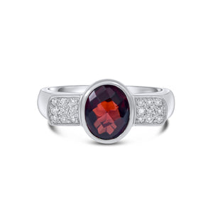 0.16ct Diamond and 2.06ct Garnet Ring set in 14KT White Gold / S20482G