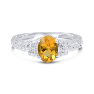 0.11ct Diamond and 1.25ct Citrine Ring set in 14KT White Gold / S9136C