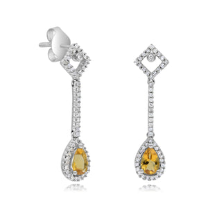 0.39ct Diamond and 0.74ct Citrine Stud Earrings set in 14KT White Gold / SDE0442C
