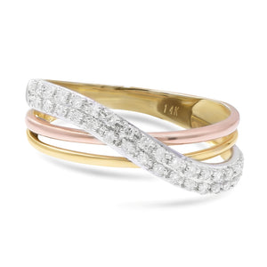 0.22ct Diamond Ring set in 14KT White, Yellow and Rose Gold / SR035003