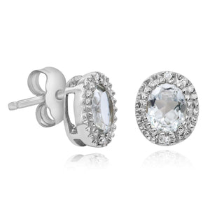 0.01ct Diamond and 0.67ct Green Amethyst Stud Earrings set in 14KT White Gold / EB2251G - Povada Jewelry