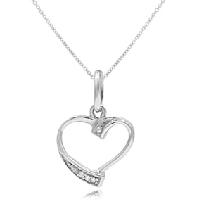 0.02ct Diamond Heart Pendant set in 14KT White Gold / SP1D5345 - Povada Jewelry