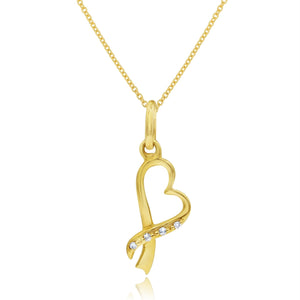 0.02ct Diamond Heart Pendant set in 14KT Yellow Gold / SP1D5092A - Povada Jewelry