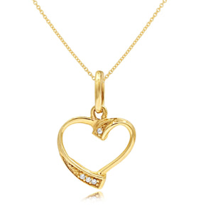 0.02ct Diamond Heart Pendant set in 14KT Yellow Gold / SP1D5345Y - Povada Jewelry