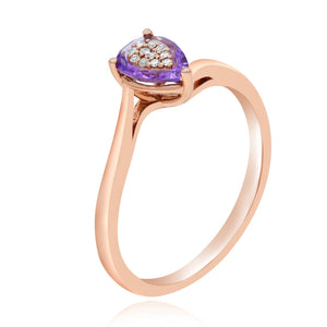 0.03ct Diamond and 0.63ct Amethyst Ring set in 14KT Rose Gold / S63782B - Povada Jewelry