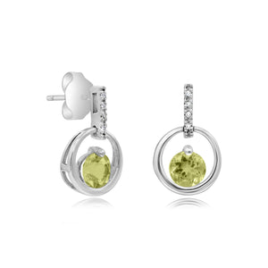 0.03ct Diamond and 0.94ct Lemon Quartz Stud Earrings set in 14KT White Gold / EB2027G - Povada Jewelry
