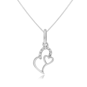 0.03ct Diamond Heart Pendant set in 14KT White Gold / SP1D5304 - Povada Jewelry
