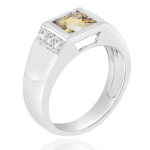 0.05ct Diamond and 1.02ct Citrine Ring set in 14KT White Gold / GR0571CT - Povada Jewelry
