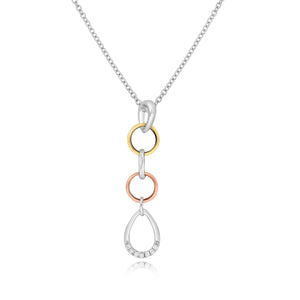 0.05ct Diamond Pendant set in 14KT White and Yellow and Rose Gold / SP035962 - Povada Jewelry