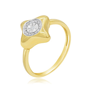 0.05ct Diamond Ring set in 14KT White and Yellow Gold / R48323A - Povada Jewelry