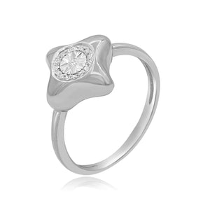 0.05ct Diamond Ring set in 14KT White Gold / R48323 - Povada Jewelry