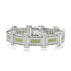 11.51ct White and 6.64ct Color Diamond Men's Bracelet set in 14KT White Gold / B6442