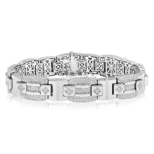 1.26ct  Diamond Men's Bracelet set in 14KT White Gold / B8130