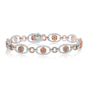 2.35ct White Diamond and 2.25ct Brown Diamond Bracelet set in 14KT Whiteand Rose Gold / BC327A