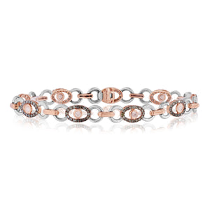 0.60ct White and 1.60ct Brown Diamond Bracelet set in 14KT White and Rose Gold / BE919A