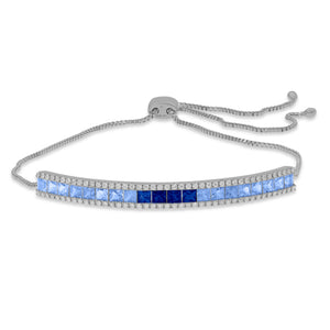 0.32ct Diamond and 2.00ct Multi-Color Sapphire Bracelet set in 14KT White Gold / BM529