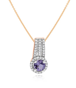 0.10ct Diamond and 0.25ct Pink Amethyst Pendant set in 14KT Rose Gold  / BPC33457A