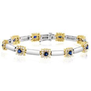 1.50ct Diamond and 1.70ct Sapphire Bracelet set in 14KT White and Yellow Gold / BR1021S