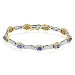 2.00ct Diamond and 2.50ct Tanzanite Bracelet set in 14KT White and Yellow Gold / BR1026