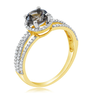 0.34ct Diamond and 0.77ct Smoky Quarts Ring set in 14KT Yellow and White Gold / BRE15194S
