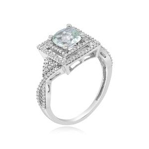 0.33ct Diamond and 0.83ct Green Amethyst  Ring set in 14KT White Gold / BRE15547G