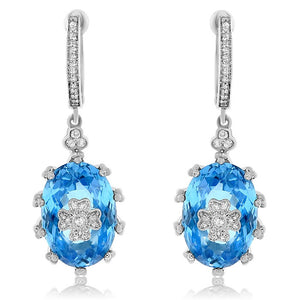 0.15ct Diamond and 14.77ct Blue Topaz Earrings set in 14KT White Gold / E05671B