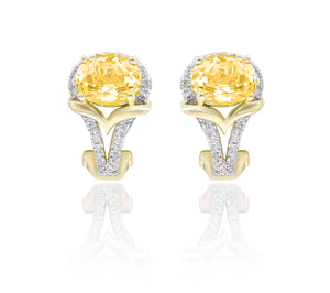 0.26ct Diamond  and 2.37ct Citrine Earrings set in 14KT Yellow Gold / E10800C