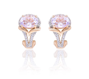 0.26ct Diamond and 2.71ct Pink Amethyst Earrings set in 14KT Rose Gold / E10800P
