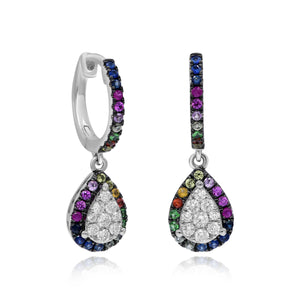 0.29ct Diamond and 0.50ct Sapphire Earrings set in 14KT White Gold / E23126G