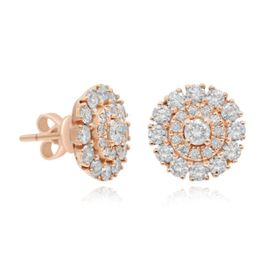 1.07ct Diamond Earrings set in 14KT Rose Gold / E27640C