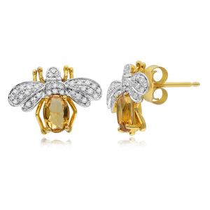 0.21ct Diamond and 0.76ct Citrine Earrings set in 14KT Yellow Gold / E53658