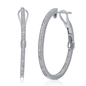 0.31ct Diamond Hoops Earrings set in  14KT White Gold / EA3629
