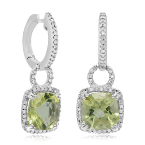 0.24ct Diamond and 3.92ct Lemon Quartz Earrings set in 14KT White Gold / EB2010L