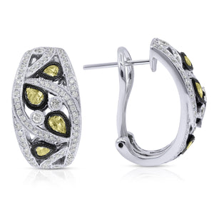 0.65ct White and 0.87ct Yellow Diamond Earrings set in 18KT White Gold / ED148