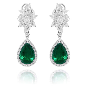 4.46ct Diamond and 6.40ct Emerald Earrings set in 18KT White Gold / EM965A