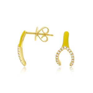 0.10ct Diamond Enamel Earrings set in 14KT Yellow Gold / EN217Y