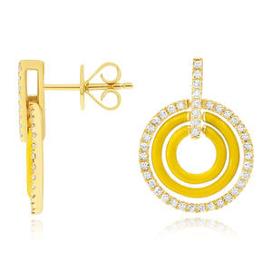 0.32ct Diamond Enamel Earrings set in 14KT Yellow Gold / EN222D