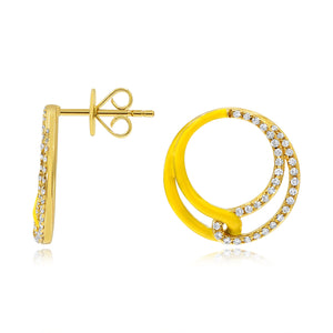 0.24ct Diamond Enamel Earrings set in 14KT Yellow Gold / EN223D