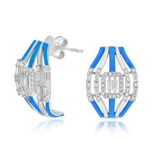 0.75ct Diamond Enamel Earrings set in 14KT White Gold / EN227B