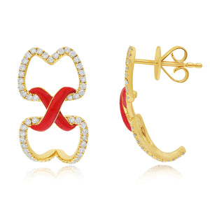 0.55ct Diamond Enamel Earrings set in 14KT Rose Gold / EN228C