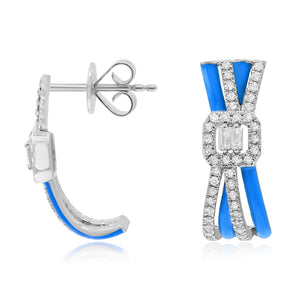 0.43ct Diamond Enamel Earrings set in 14KT White Gold / EN229